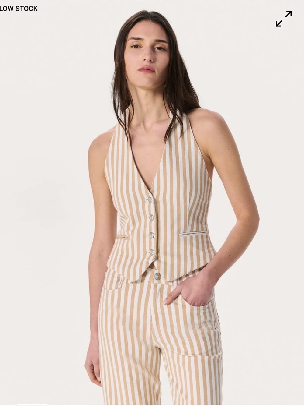 rag & bone Beige and White Striped Vest